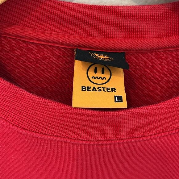 Beaster Red Crewneck Patch Sweatshirt | Size Large - Picture 2 of 6